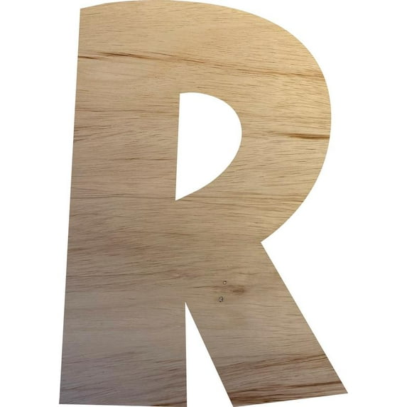 Unfinished Wooden Craft R, Wood Letter 14'' Tall Wall Hanging Sign Letters, Paintable
