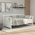 thumbnail image 2 of Solid Wood Daybed Frame, Twin Daybed with Headboard, Sturdy Slats Support, No Box Spring Needed, Space Saving Sofa Bed for Living Room, Platform Twin Size Daybed for Kids Adults, White, D1466, 2 of 10