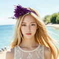 thumbnail image 2 of Unique Bargains 1 Pc Headband Flower Feathers Hair Accessories for Women Purple, 2 of 5