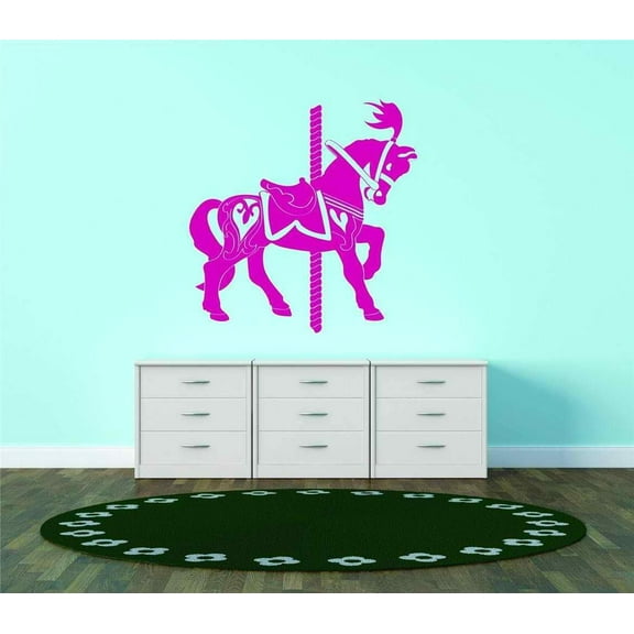 Cartoon Merry Go Round Horse Rodeo Vinyl Wall Decal Bedroom Decoration Kids Boy Girl Teen Dorm Room Children â€“ 20x20