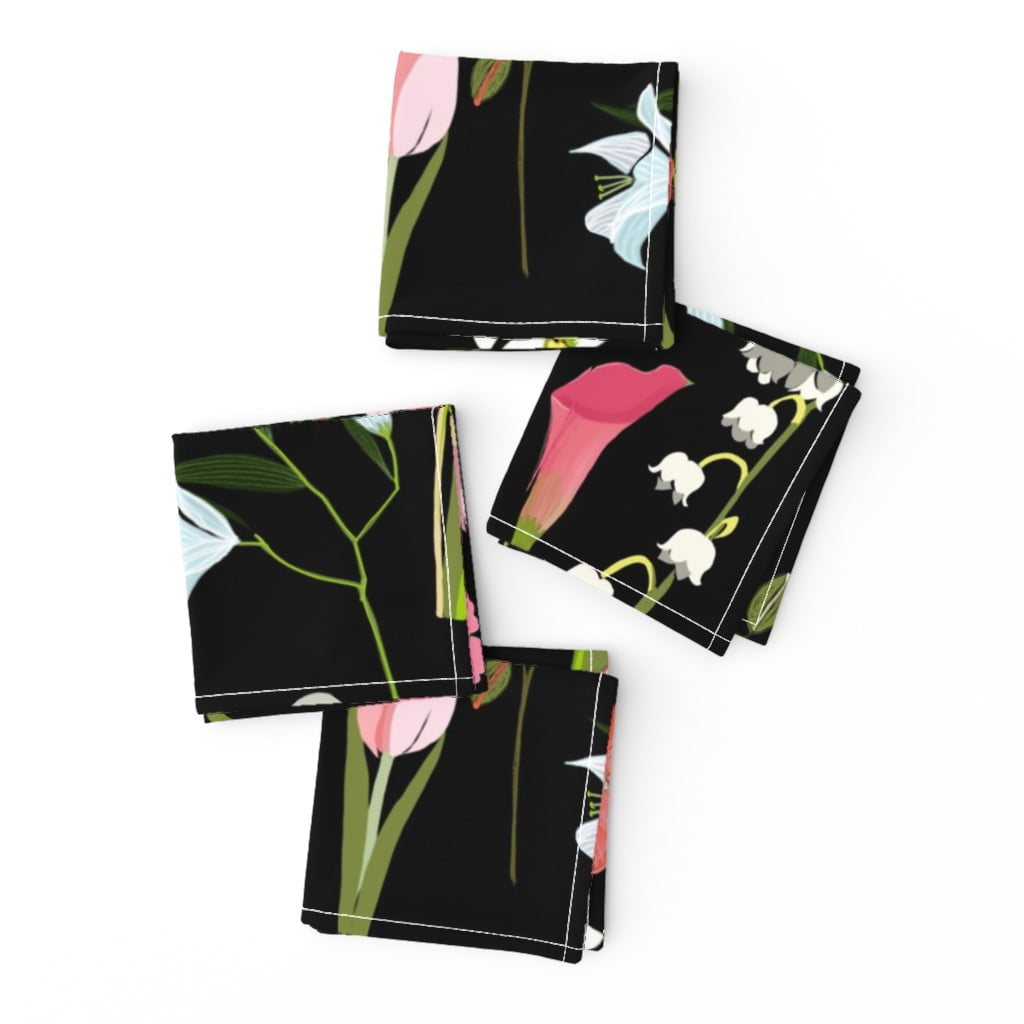 Cocktail Napkins Flowers Floral Pink Summer Spring Baby Girl Set of 4 Cocktail Napkins Flowers Floral Pink Summer Spring Baby Girl Set of 4