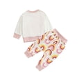 thumbnail image 2 of Qiylii Baby Rainbow Clothes Set, Long Sleeve Sweater Tops+Drawstring Trousers, 2 of 9