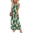 thumbnail image 2 of DailyTrove Women's Palm Leaf Print Sleeveless Swim Cover Up Maxi Dress - Sun Protection Beachwear & Vacation Wear, 2 of 6