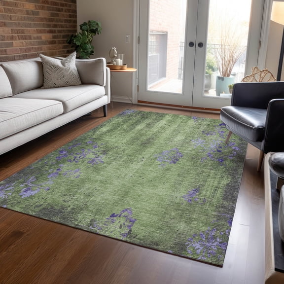 Addison Rugs Chantille Indoor/Outdoor Transitional Floral Aloe Machine Washable Rectangle Rug, 10' x 14'
