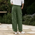 thumbnail image 5 of RPVATI Cargo Pants for Women Baggy Parachute Pants Y2K Wide Leg Drawstring Elastic Low Waist 2025 Trendy with Pockets Green L, 5 of 5