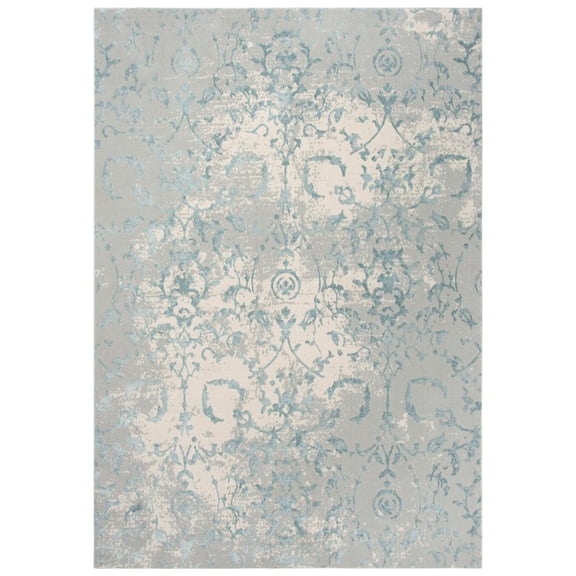 Alora Decor Glamour 3'11" x 5'6" Vine/Scroll Gray/Blue/Gray/Rust/Blue Area Rug