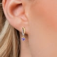 thumbnail image 3 of Gem Stone King 925 Silver and 10K Yellow Gold Blue Tanzanite and White Lab Grown Diamond Dangle Earrings for Women | 0.51 Cttw | Gemstone December Birthstone | Heart Shape 4MM, 3 of 6