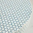 thumbnail image 2 of Round Bone Inlay Coffee Table – Ivory & Navy Floral Mosaic Pattern, Handmade Moorish Accent Table, 2 of 5