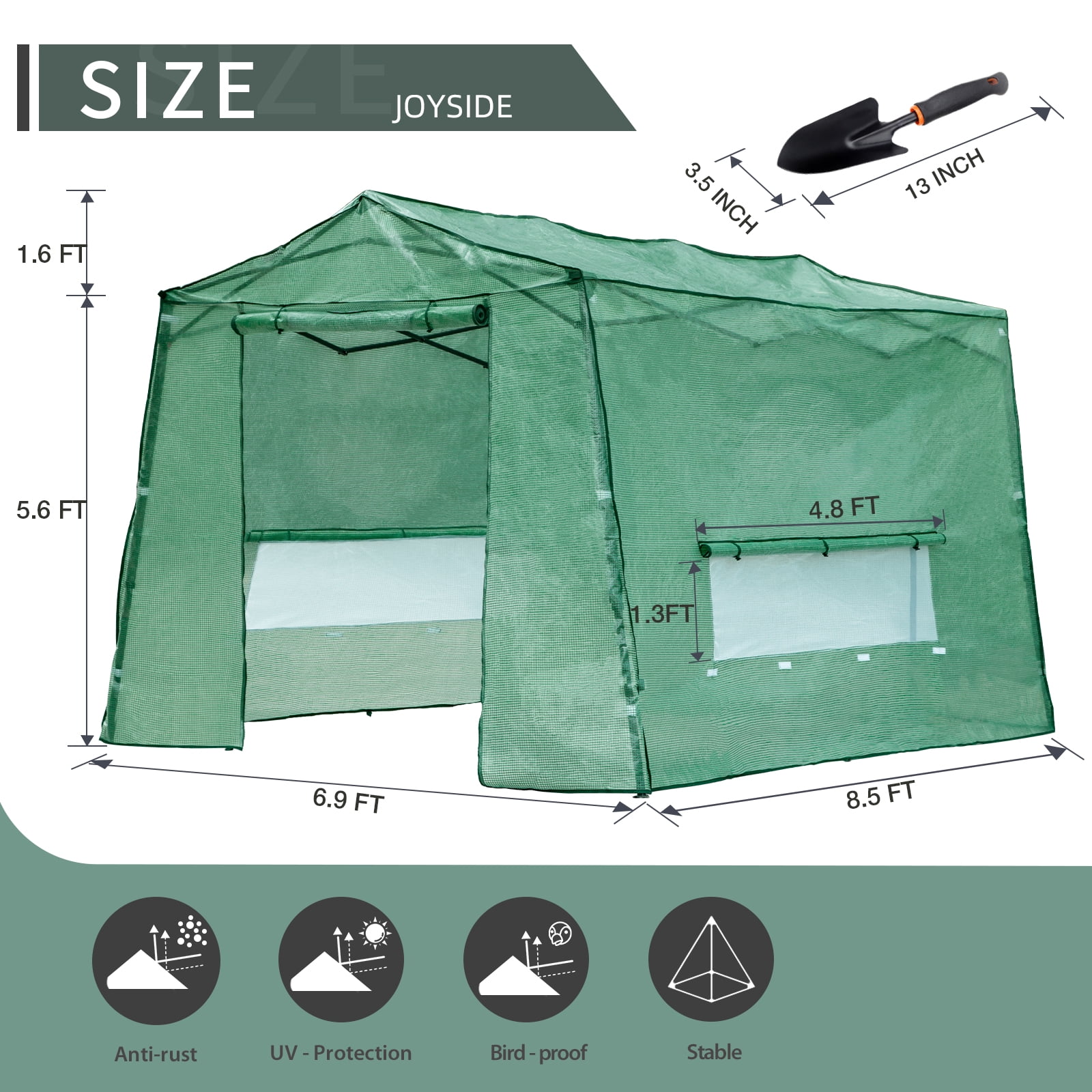 Meetleisure 6.9 FT x 8.5 FT x 7.2 FT Pop-up Outdoor PVC Greenhouse, Green