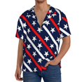 thumbnail image 3 of JUNZAN Mens Casual Button Down Shirts Short Sleeve Patriotic Star Print Shirt-Small, 3 of 7