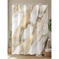 thumbnail image 4 of Shower Curtain, Minimalism Marble Texture White Gold Crack Stone Abstract Art Washable Shower Curtain with Hooks Bath Decor Fabric Shower Curtains for Bathroom, Hotel, Stalls, Bathtubs, 66x72 Inch, 4 of 6