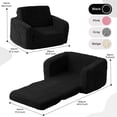 thumbnail image 4 of Kids Couch, 2 In 1 Foldable Toddler Couch ,Convertible Baby Sofa Chair for Boys and Girls, Black, 4 of 7