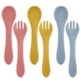 thumbnail image 1 of Hukapapa Tenedores y cucharas para alimentación de bebés Suministros de seguridad Mini utensilios para niños para bebés, niños y niñas, primeros alimentos, 1 of 6