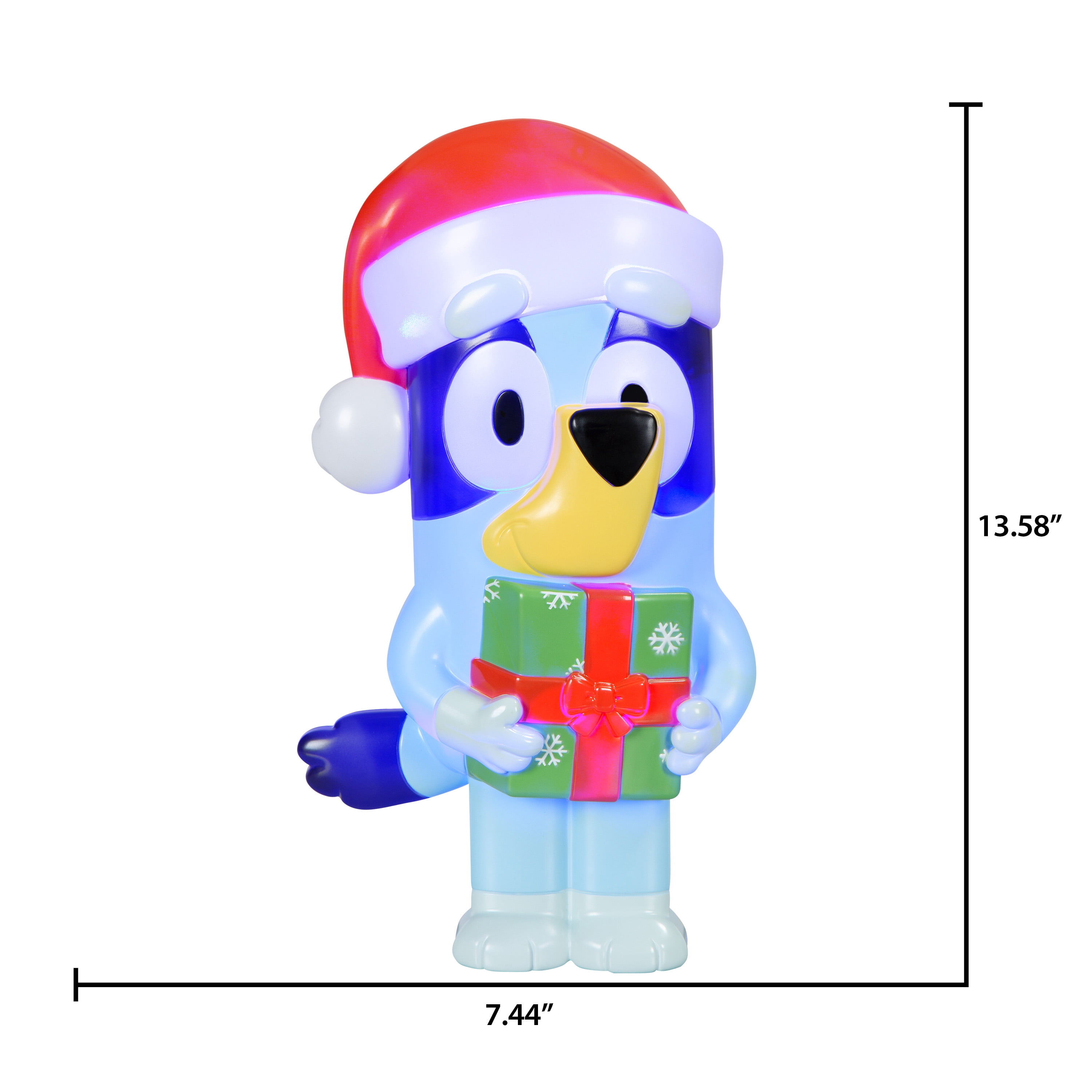 Christmas Battery Operated Holiday Lighting Projector Lights Radiant Beams Blow Mold Hanging Bluey with Santa Hat BBC