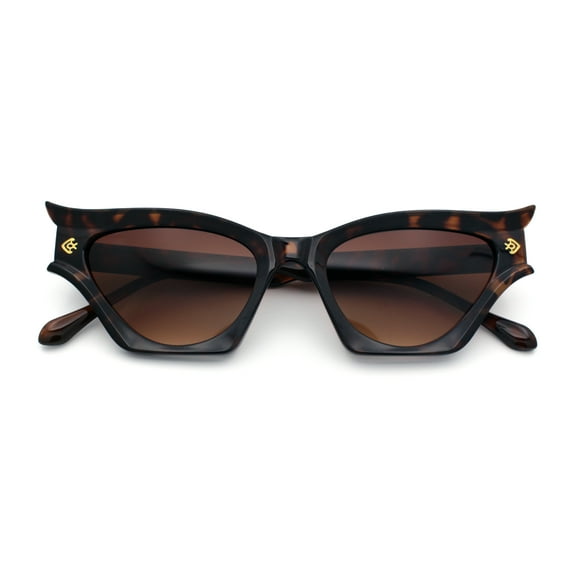 Vintage Golden Era Narrow Cat Eye Luxury Chic Plastic Sunglasses Tortoise - Brown