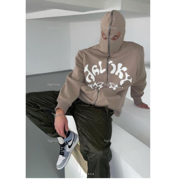 Zip Hoodie Letter Star Pattern Long Sleeve Sweatshirt Y2K Hoodie Funny Quirky Halloween Costume