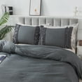 thumbnail image 3 of LANPEI Duvet Cover Set, Grey Tassel Fringe Duvet Cover Set Queen, 3-Piece Bohemian Bedding Set 100% Washed Cotton with Zipper Close & Corner Ties, 3 of 8