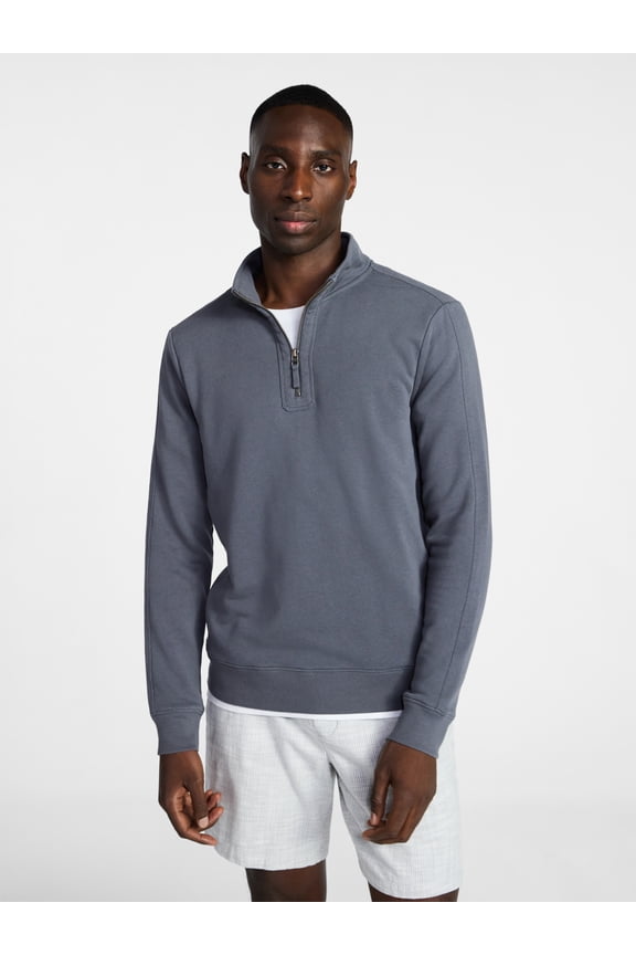 Men's Washed Terry Quarter Zip Sweater, Sizes S-3XL
