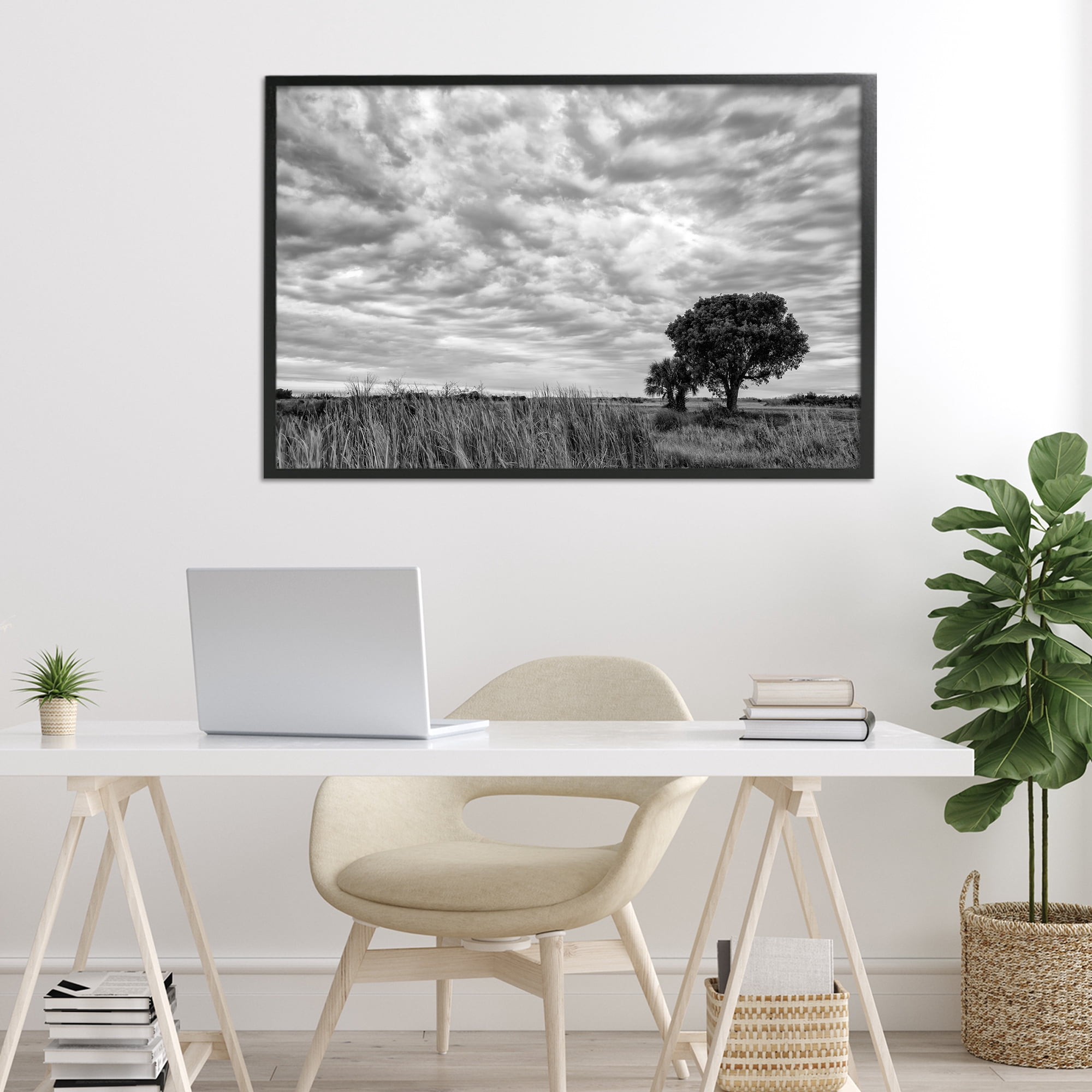 Stupell Industries Solitary Tree Beneath Clouds Black Framed Giclee Art, design by Jon Evan