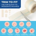 thumbnail image 4 of Extra Large Self-Adhesive Hydrocolloid Roll - 2in x 12ft Medical Grade Bandages for Wound Care, Acne, Blisters, Burns, Scrapes - Waterproof Cut-to-Size Patch for First Aid Kits, 4 of 4