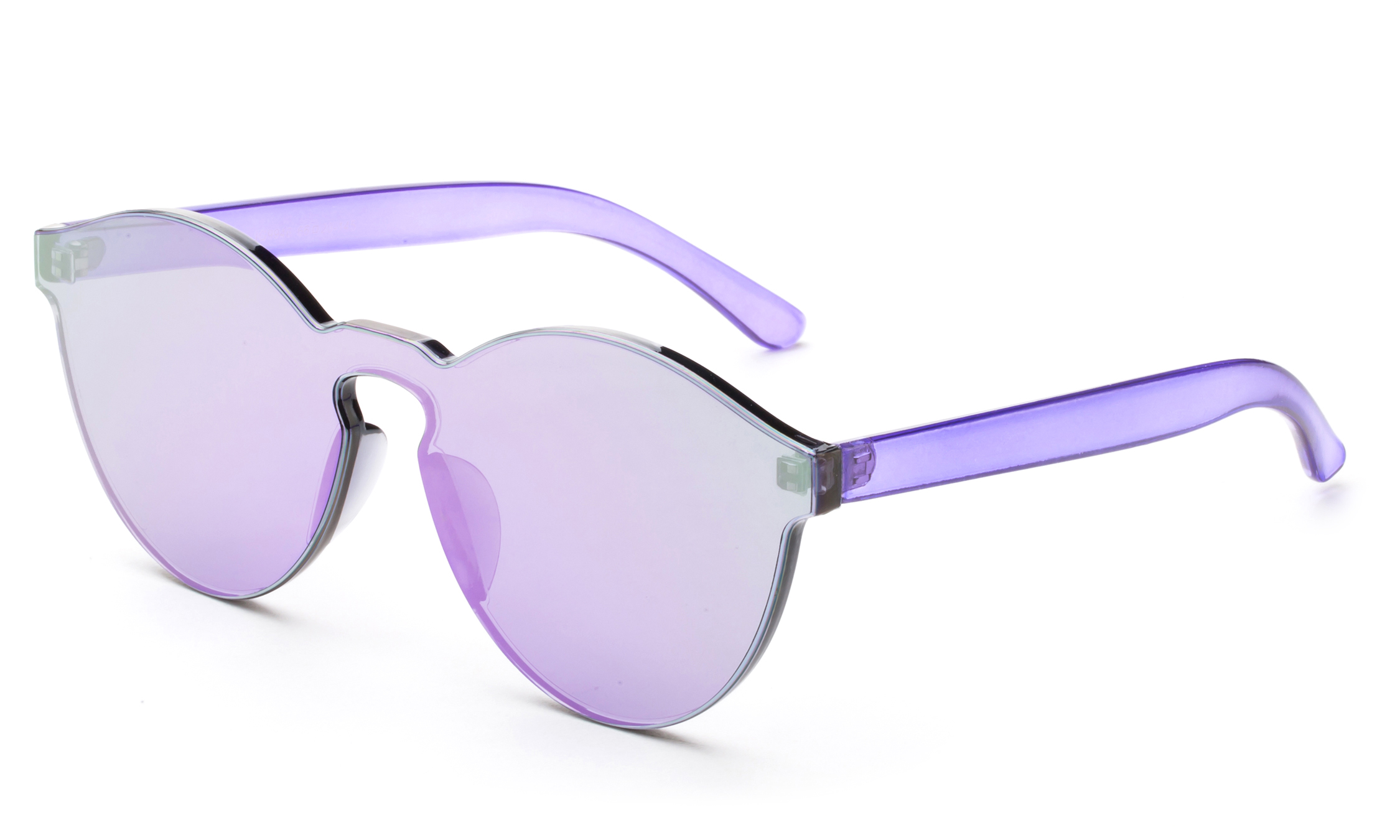 Newbee Fashion - One Piece Oversized Rimless Sunglasses Transparent Clear Candy Color Cateye Sunglasses - image 2 of 2