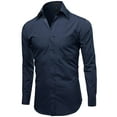 thumbnail image 5 of NEW Omega Italy Men's Dress Shirt Long Sleeve Solid Color Regular Fit 10 Colors (Navy,XL (17-17½) sleeve: 34/35), 5 of 5