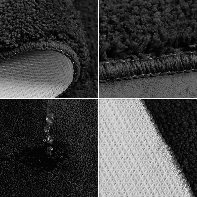 SONORO KATE Memory Foam Rugs Set 3 Piece, Ultra Absorbent & Non-Slip,  Machine Washable, Soft Velvet Bath Mats, Easier to Dry for Bathroom Floor  (Dark Grey, 32x20 + 44x24 + 24x20) 