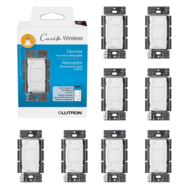 Interruptor Electrónico Lutron Caseta PD-6WCL-WH 150W Paquete de 8