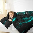 thumbnail image 4 of jejeloiu Cartoon Gamepard Full Size Comforter Sets,Teens Video Game Bedding Comforter Set,Cyan Black Check Bedding Sets For Boys Kids,Luxury Bedroom Decor Reversible,3pcs, 4 of 8