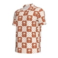 thumbnail image 2 of Vsdgher Brown Palms Print Men's Short Sleeve Stretch Polo Shirt, Moisture-Wicking Performance Polo Shirt, 2 of 8