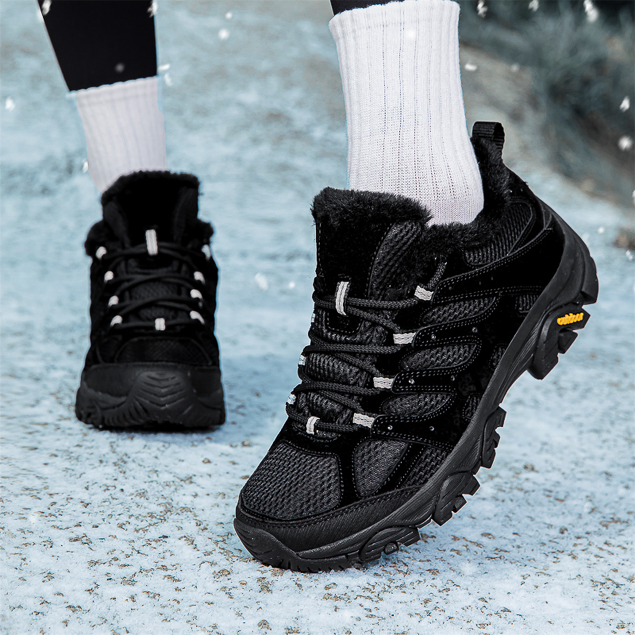 YOURDIARY Womens Mens Winter Hiking Shoes Comfortable Warm Walking Shoes