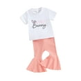thumbnail image 2 of Elippeo Toddler Baby Girl 2Pcs Easter Outfits 6 12 18 24 Months 2 3 4 Years Short Sleeve Tops and Flare Pants with Tail Set Clothes, 2 of 10