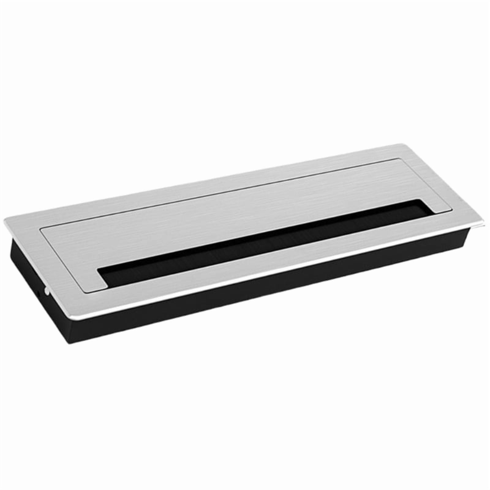 Aluminum Desk Cable Management Grommets with Brush Rectangular Metal Cord Hole Cover Upgrades for Office Computer Table