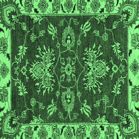 Ahgly Company Indoor Square Abstract Emerald Green Modern Area Rugs, 5' Square