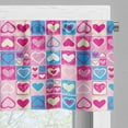 thumbnail image 3 of Ambesonne Colorful Valance Pack of 2, Hearts in Square Shape, 54"X12", Blue Ivory Pink, 3 of 5