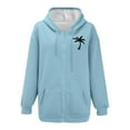 thumbnail image 4 of Women's Zip Up Hoodies Lightweight Crewneck Long Sleeve Jackets Hawaii Print Fall Casual Basic Sweatshirts, 4 of 4