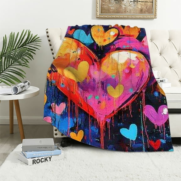 Patifu Heart Blanket for Women Girls Love Print Plush Cozy Fuzzy Throw Blankets Art Birthday Gifts for Valentine's Day Couple Boyfriend Girlsfriend  40x50in
