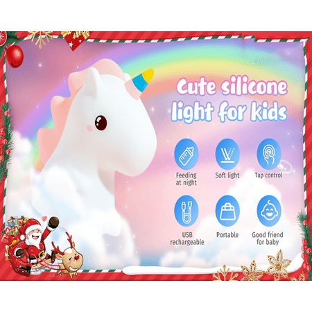 

Silicone Baby Night Light with Touch Sensor and Remote - Portable and Rechargeable Infant or Toddler Cool Color Changing Bright Nightlight Lamp