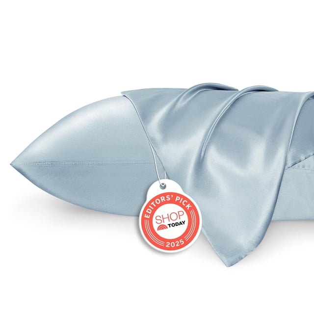Pack de 2 fundas de almohada satinadas, tamaño estándar, color azul piedra