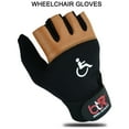 thumbnail image 3 of Wheelchair Gloves Mobility Disability Workout Fingerless Long Thumb Leather Palm Gloves Brown - XS, 3 of 6