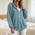 thumbnail image 6 of DeHolifer Womens Hoodies Zip Up Jackets Lightweight Tunic Sweatshirt Open Front Cardigan Light Blue S, 6 of 7