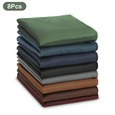 EEEkit 8pcs Men's Handkerchiefs, Soft Polyester Silk Hankies, 9.6 x 9.6" Classic Plain Pocket Square