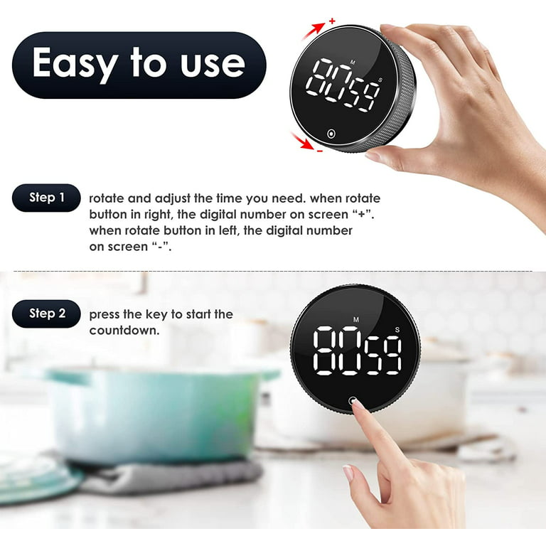 JahyShow Digital Kitchen Timers for Cooking,Magnetic Visual Timer with Loud  Ring & LED Display for Seniors Kids,Countdown Countup Timer for Classroom  Baking Studying Teaching 