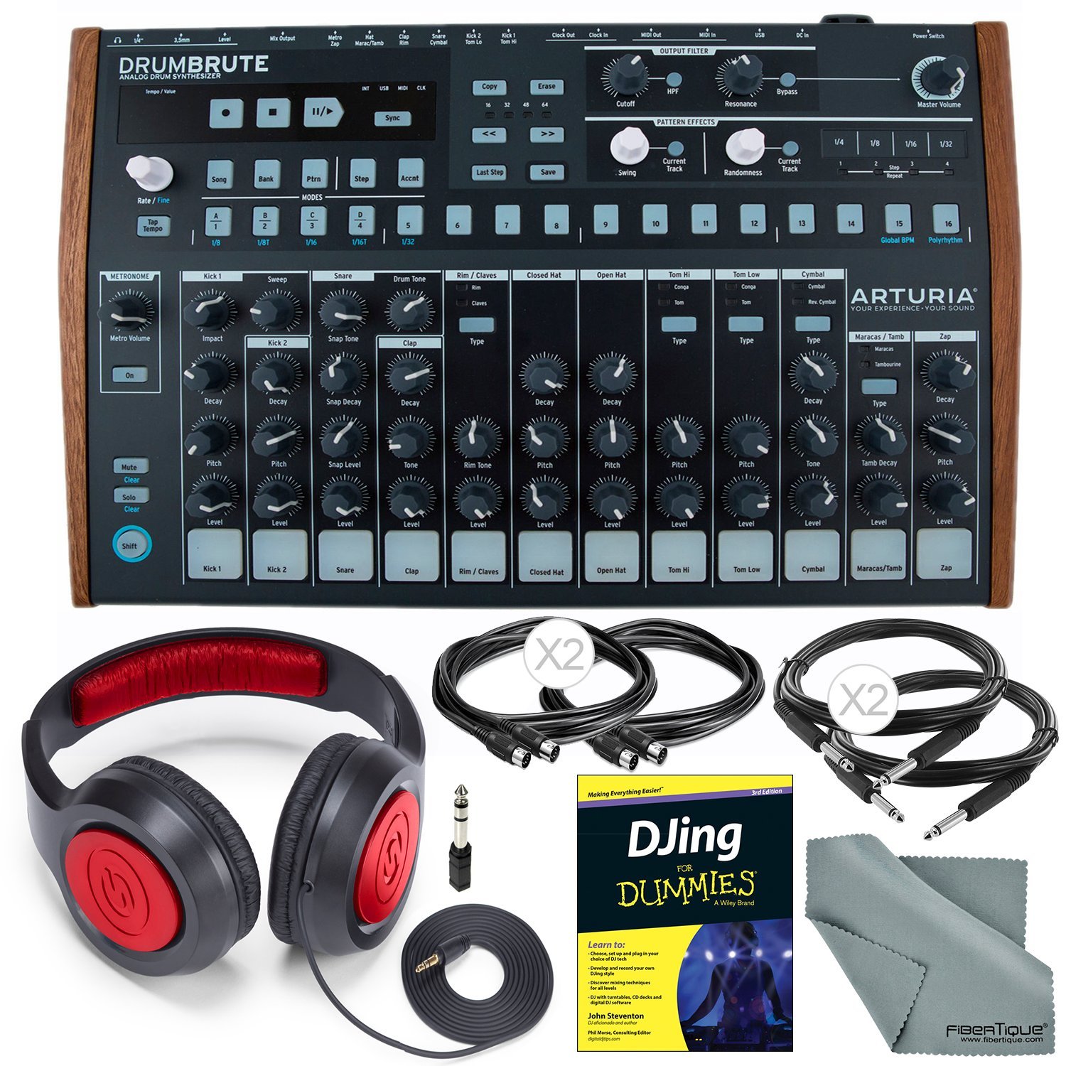 Arturia DrumBrute Analog Drum Machine and Deluxe Bundle w/ Stereo