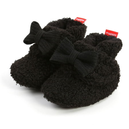 

Hvyes Christmas Gifts Infant Kids Girl s Boots Baby Soft Cotton Shoes Toddler Bow-Knot Warm Shoes