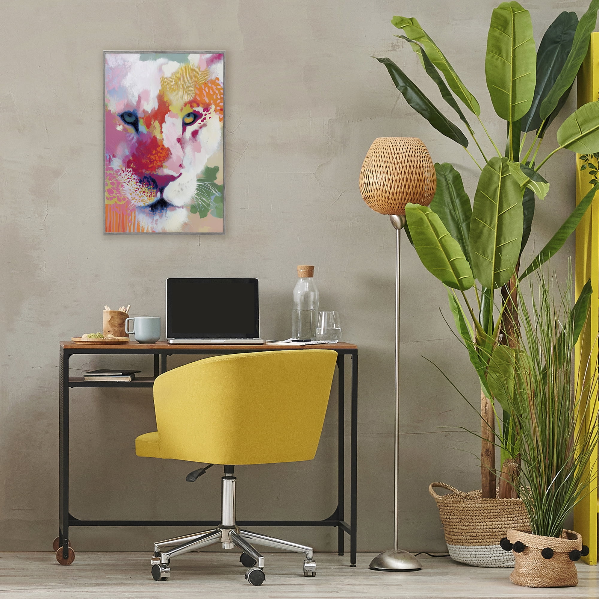Stupell Industries Lion Eyes with Intense Gaze Gray Framed Giclee Art, design by Chromatic Storm Studio