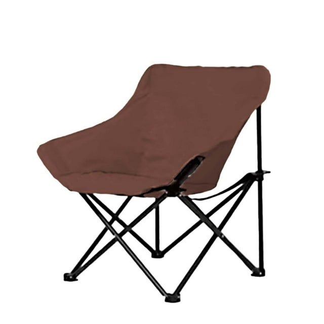 Silla de Camping portátil con bolsillo de almacenamiento lateral, silla plegable confiable, silla lunar para montañismo, césped, playa para adultos Marrón
