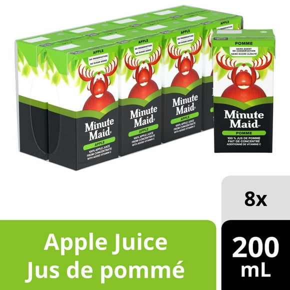 Jus de pommes à 100 % Minute Maid, boîte à boire de 200 ml, paquet de 8 200 x ml