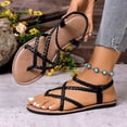 thumbnail image 5 of Women's Wide Width Flat Sandals, Flip Flop Casual Strapy Sandals on Summer Beach Shoes for Women., 5 of 9