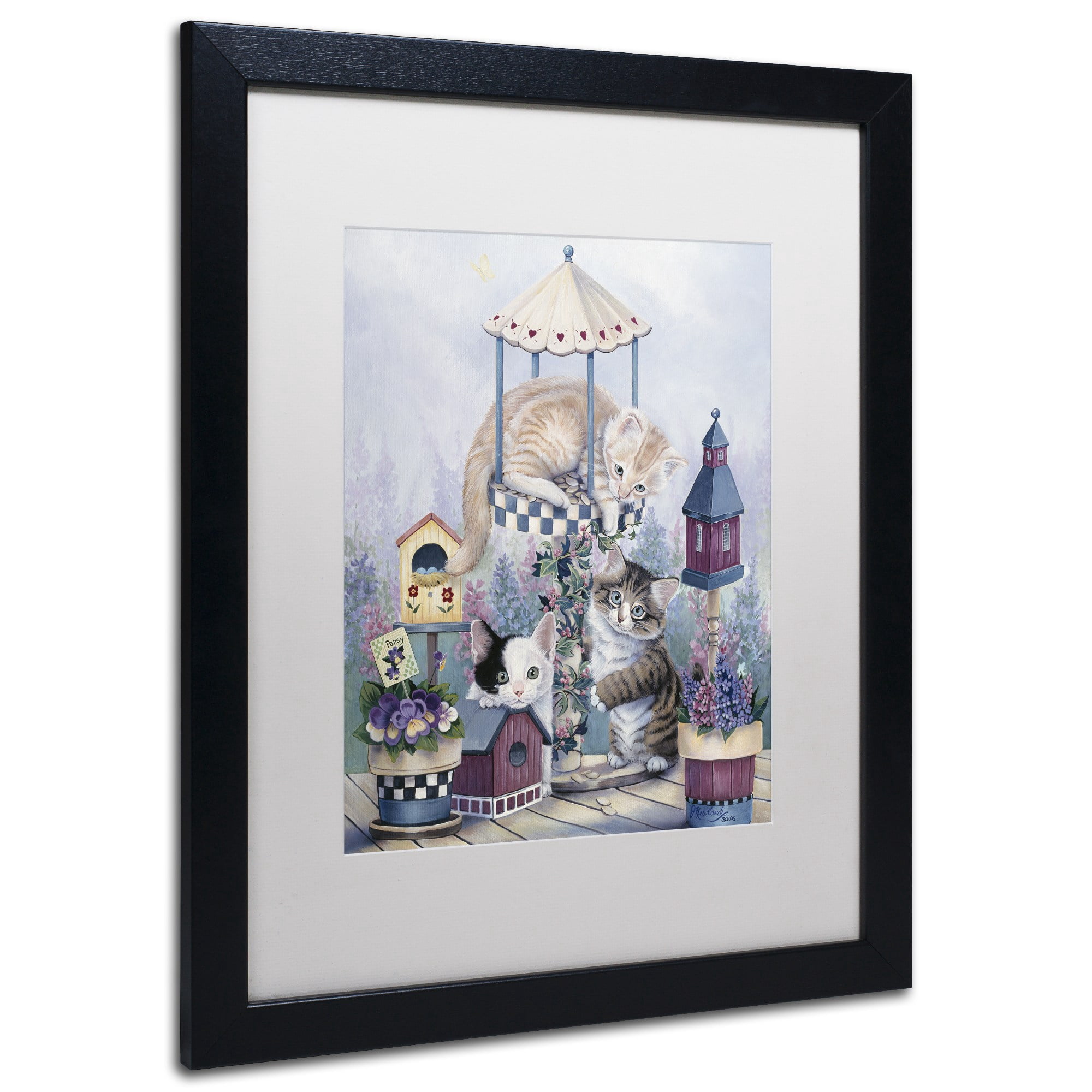 White Wolf' Canvas Art by Jenny Newland, White Matte, Black Frame
